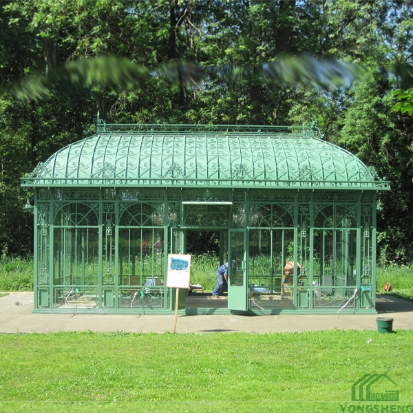 Outdoor steel Frame glass garden greenhouse